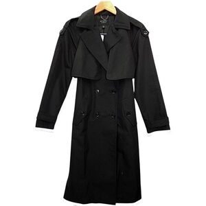 NWT Banana Republic Black Trench Coat XS Quiet Luxury Old Money Lawyer Coat